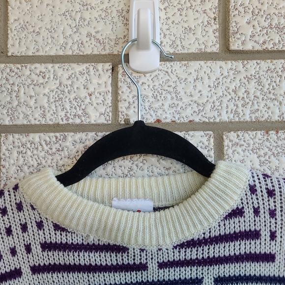Vintage Grandpa-core White, Green and Purple Sweater - Picture 3 of 8